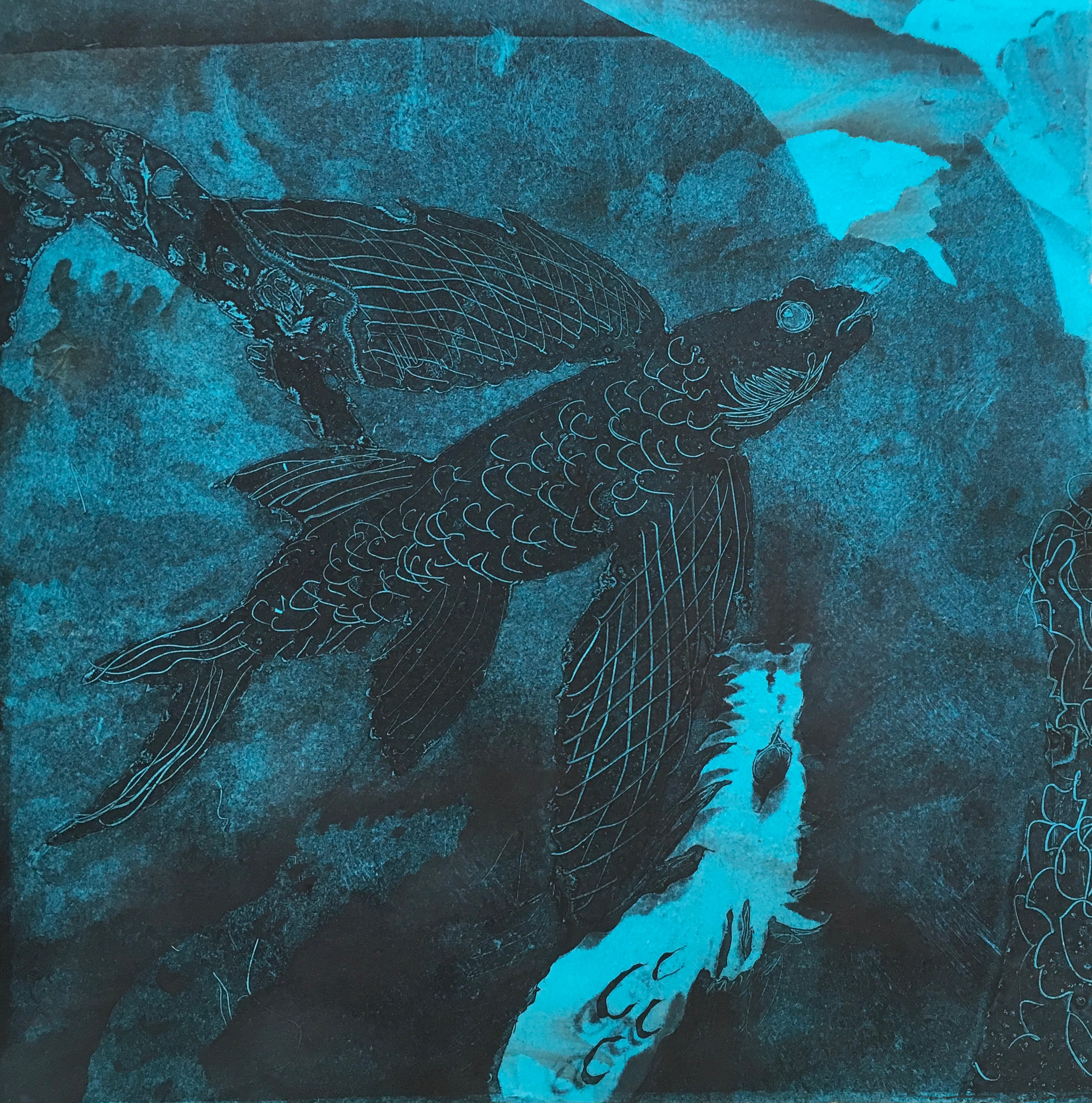 Black Fish with Blue Dragon