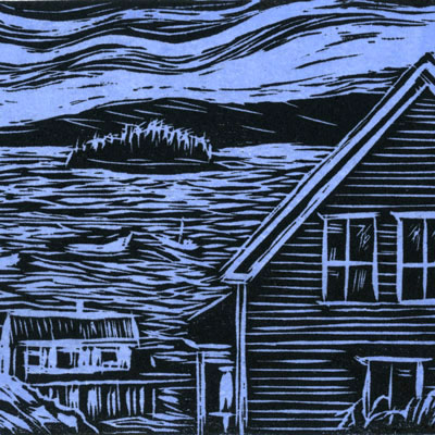 Robin’s House woodblock print (blue)